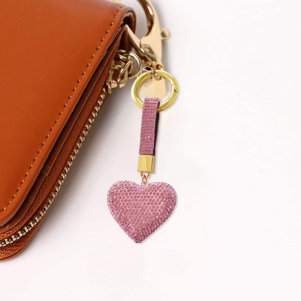 Bling Rhinestone Heart Shape Keychains Glitter Crystal Heart Key Chain Key Rings Bag Charm for Women Girls