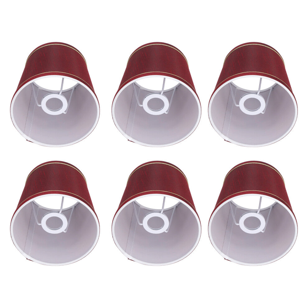 6PCS Fabric Lampshade Modern Simple Fabric Light Lampshade Phnom Penh Craftsmanship for E14 LampWine Red (PX43)