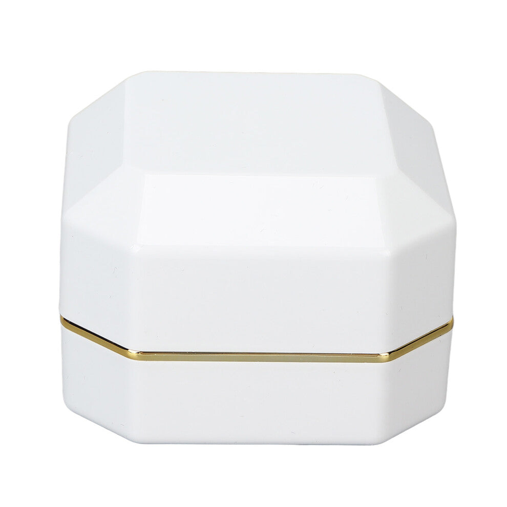Luxury Ring Box Square Velvet Wedding Ring Case with LED Light for Proposal Engagement WeddingWhite