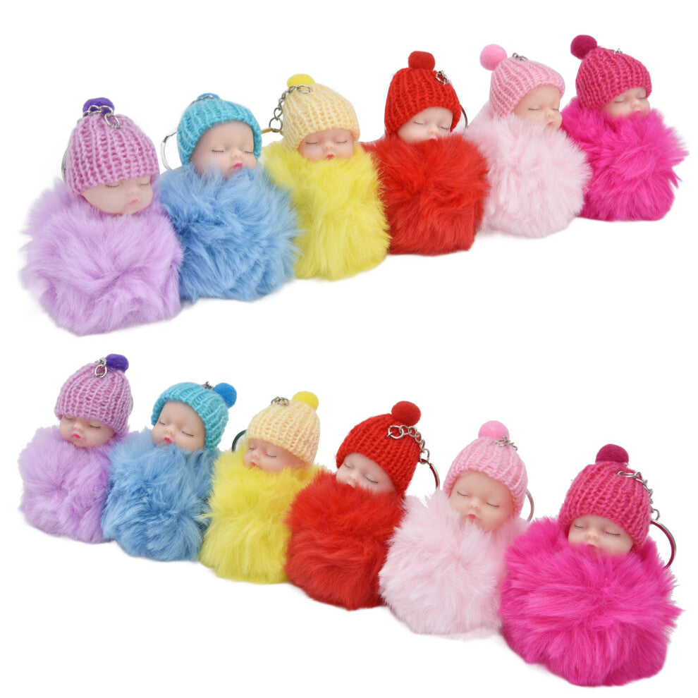 12 Pcs Lovely Tiny Dolls Princess Mini Doll Keychain Kit for Handbag Pendant Charm DIY Miniature Dollhouse