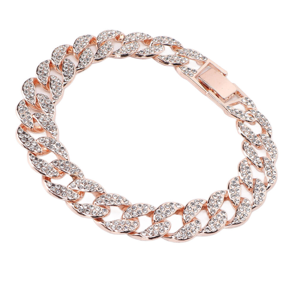 10 Inch Cuban Link Chain Fashion Long Lasting Color Retention Brick Hip Hop BraceletRose Gold