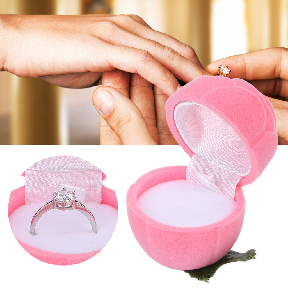 Pink Rose Ring Box Mini Jewelry Earrings Holder Case for Engagement Proposal Wedding