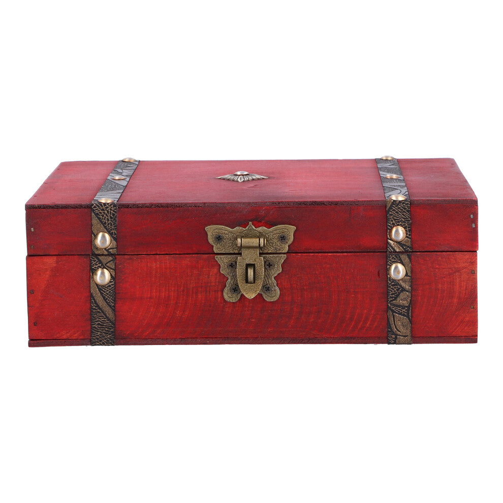 Jewelry Box Antique Wooden Photography Shooting Props Desktop Storage Box with Lock