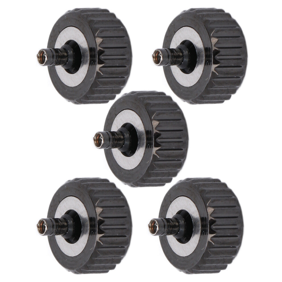 5pcs Watch Crown Spare Parts Black Steel Crown Watch Head Replacement Accessories for Quartz Mechanical Watch6.5mm - 0.26in