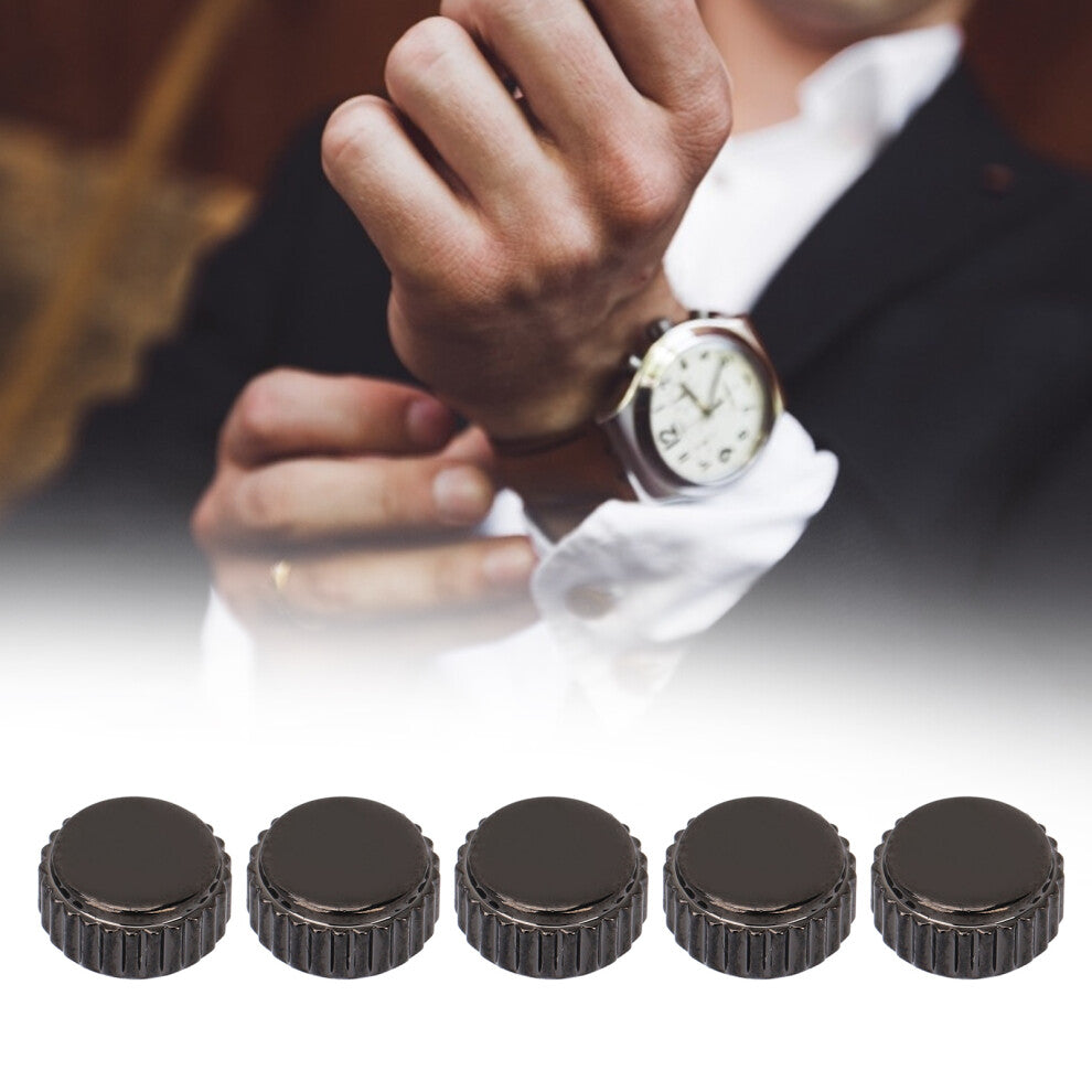 5pcs Steel Watch Crown Watch Head Watchmaker Repairing Parts Replacement Accessories Black7mm - 0.28in
