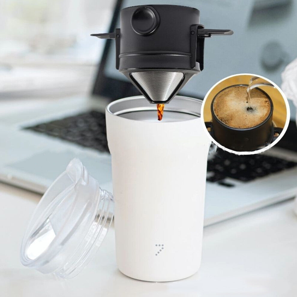 ConeShape Coffee Filter Stainless Steel Foldable 2Layer Coffee Dripper Tool for Home Office Use