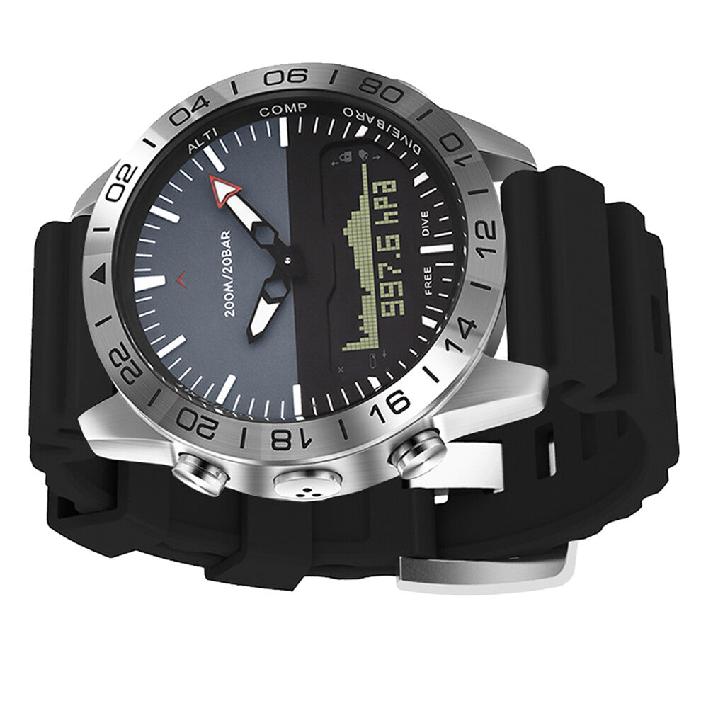 Men Sports Watch Digital Analog Display Diving Watch Water Resistant Altimeter Compass Business Wrist Watch with Silicone Strap