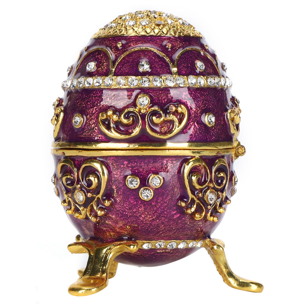 Egg Shape Jewelry Holder Desktop Decorative Storage Box with Enamel and Rhinestones