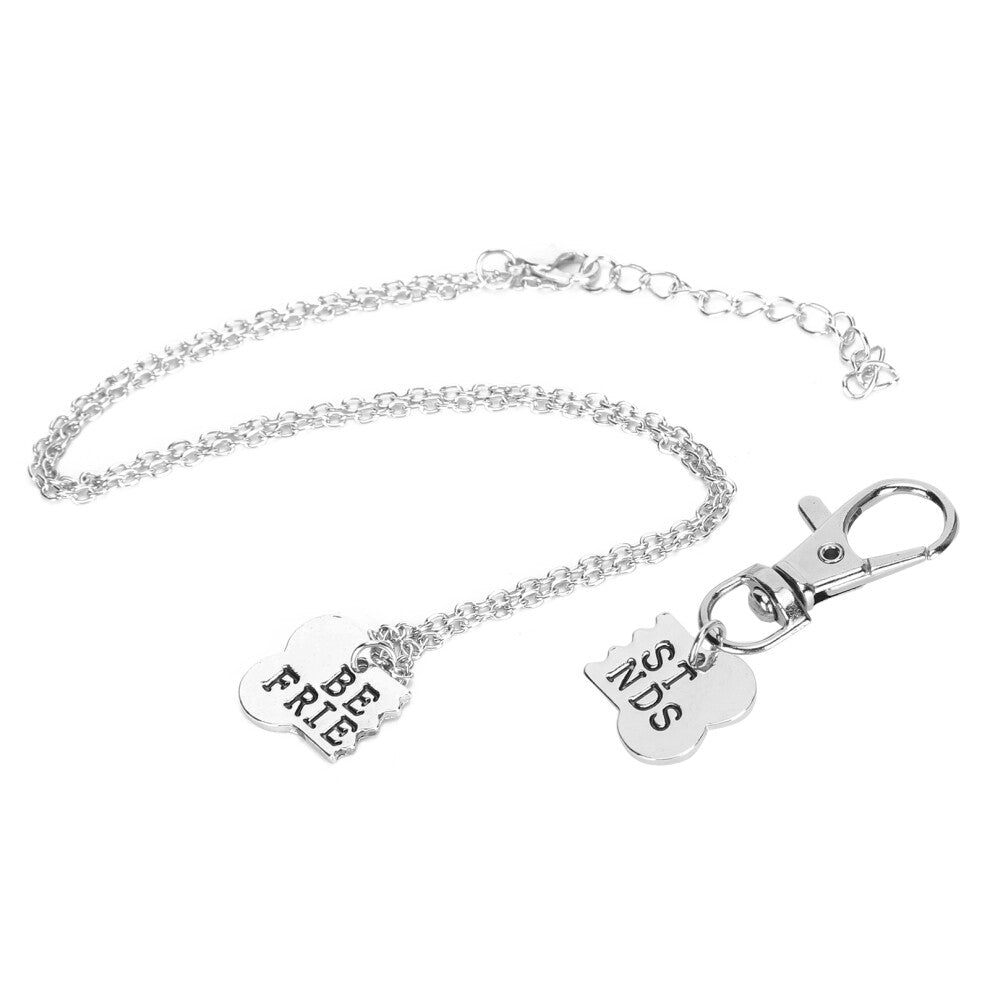 Alloy Owner and Pet Pair Dog Bone 2 Splicing Necklace Dog Tag Chain 2 Split PendantsSilver Black Word 2 Splice Dog Bone Owner Necklace and