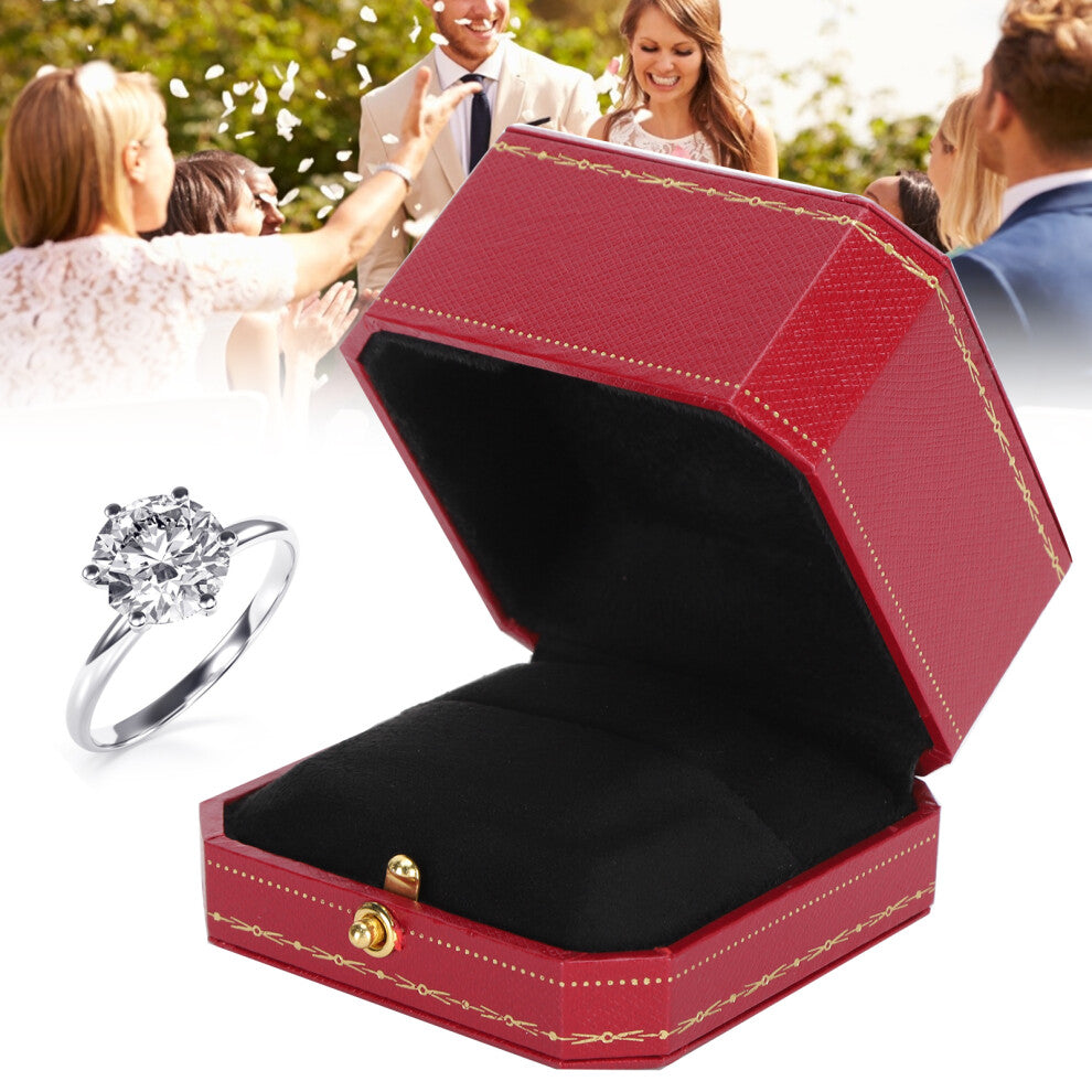 2PCS Ring Box Jewelry Storage Display Ring Gift Case for Proposal Engagement WeddingRed