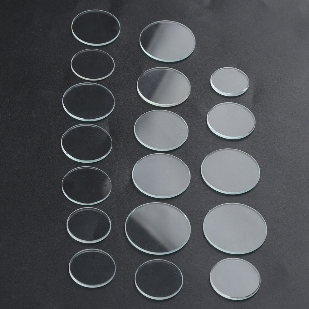 18Pcs Watch Glass Flat Crystal Transparent Lens Set for Watches Accessories 16‑24.5mm