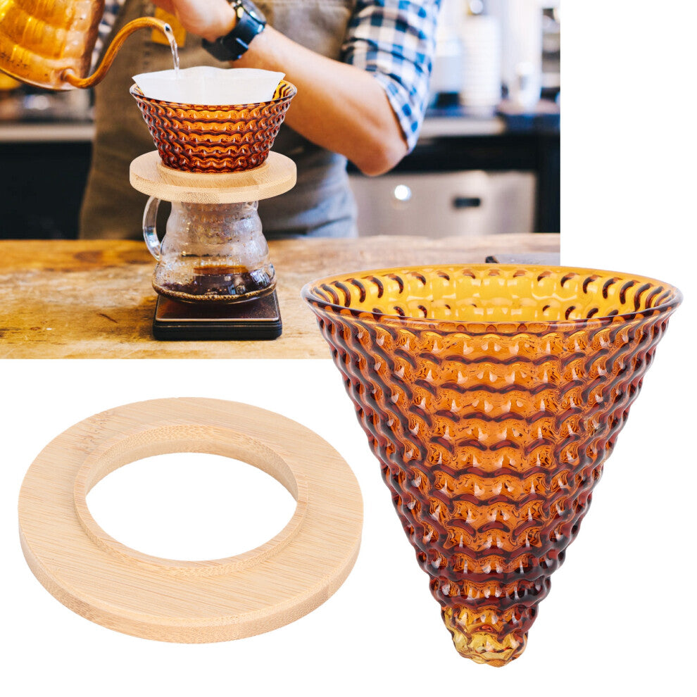 Coffee Pot Filter reusable glass Coffee Dripper Funnel Kettle Brewer AccessoriesBrown