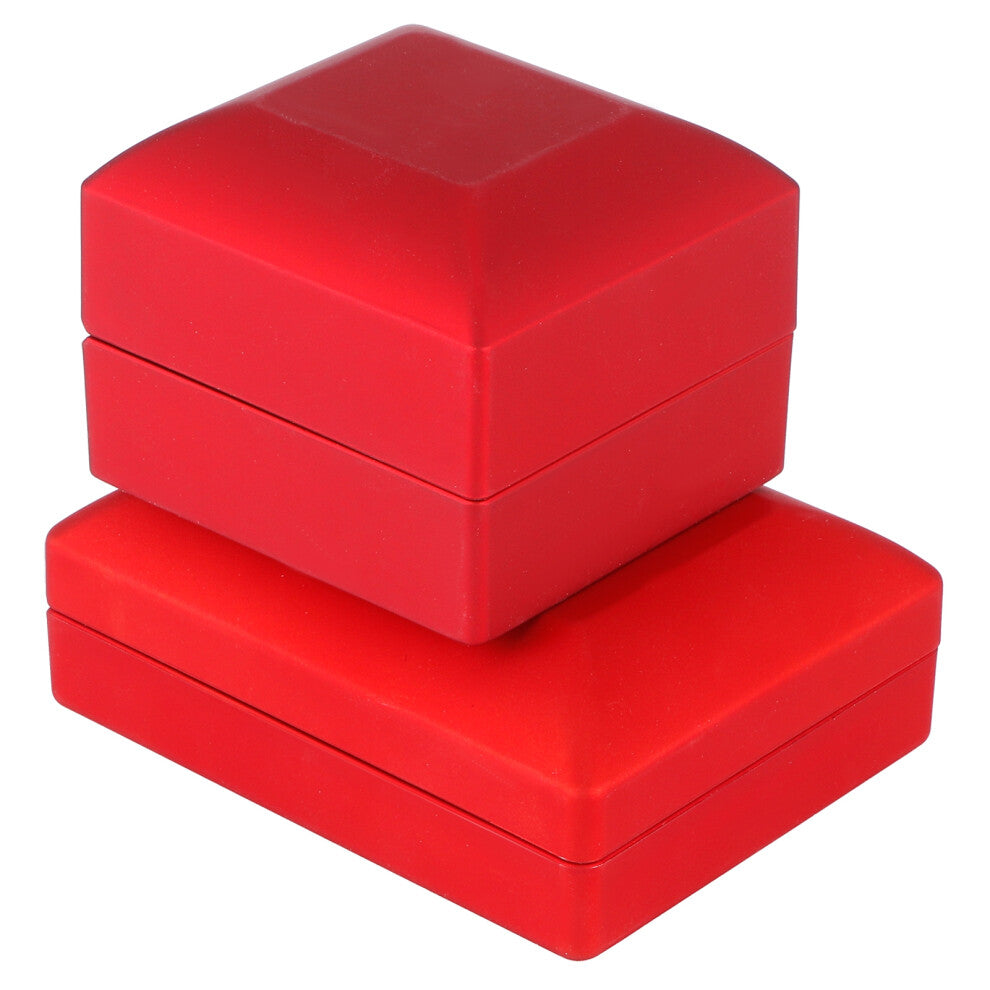 LED Jewelry Display Pendant Necklace Gift Box Ring Case Engagement Wedding SupplyRed