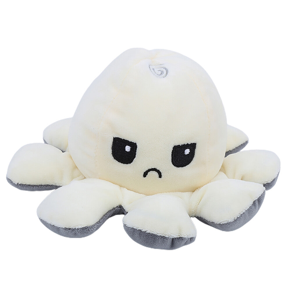 Octopus Plush Doll Reversible Stuffed DoubleSided Flip Animal Lovely Baby Toys(GrayBeiges )