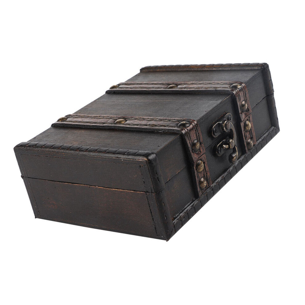 Vintage Wooden Storage Box Jewelry Organizer Display Box Desktop Ornaments with Lock6273-01-Gray