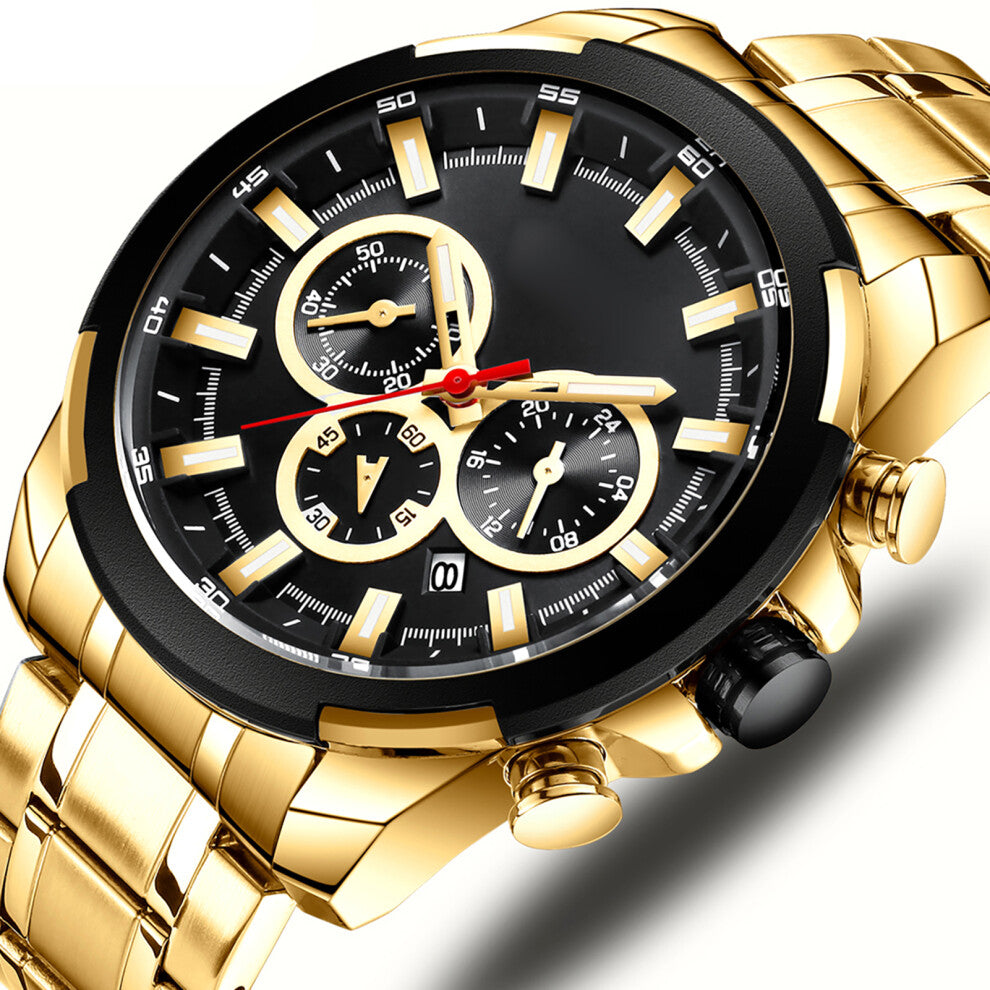 CURREN 8361 Quartz Man Wristwatch Watch for Male Men Watches with Calendar Indicator Date Waterproof Luminous Hands Three Sub-Dials Second