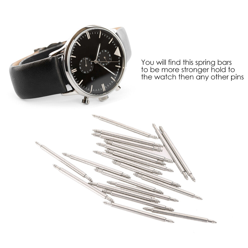 20pcs Watch Pin Bar Spring Bars Watches Strap Link Wristwatch Band Steel Tool Repair (1.8*24)