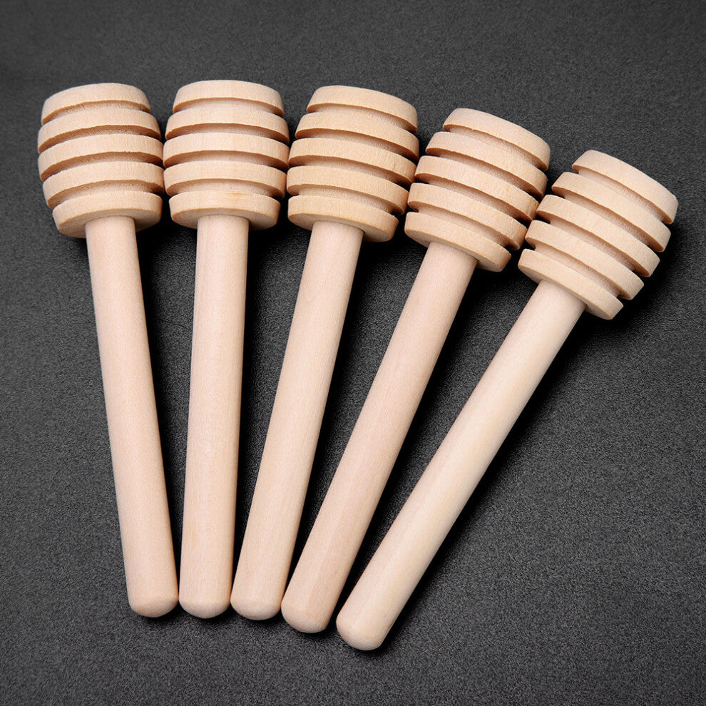 24Pcs Wooden Honey Dripper Stick Server Jam Syrup Drizzler Stirring Rod Kitchen Gadgets (8cm)