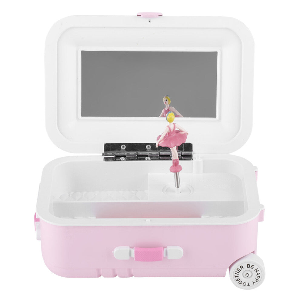 Girl Cute Pink Suitcase Model Mini Music Box Jewelry Case Craft Gift Kid Toys