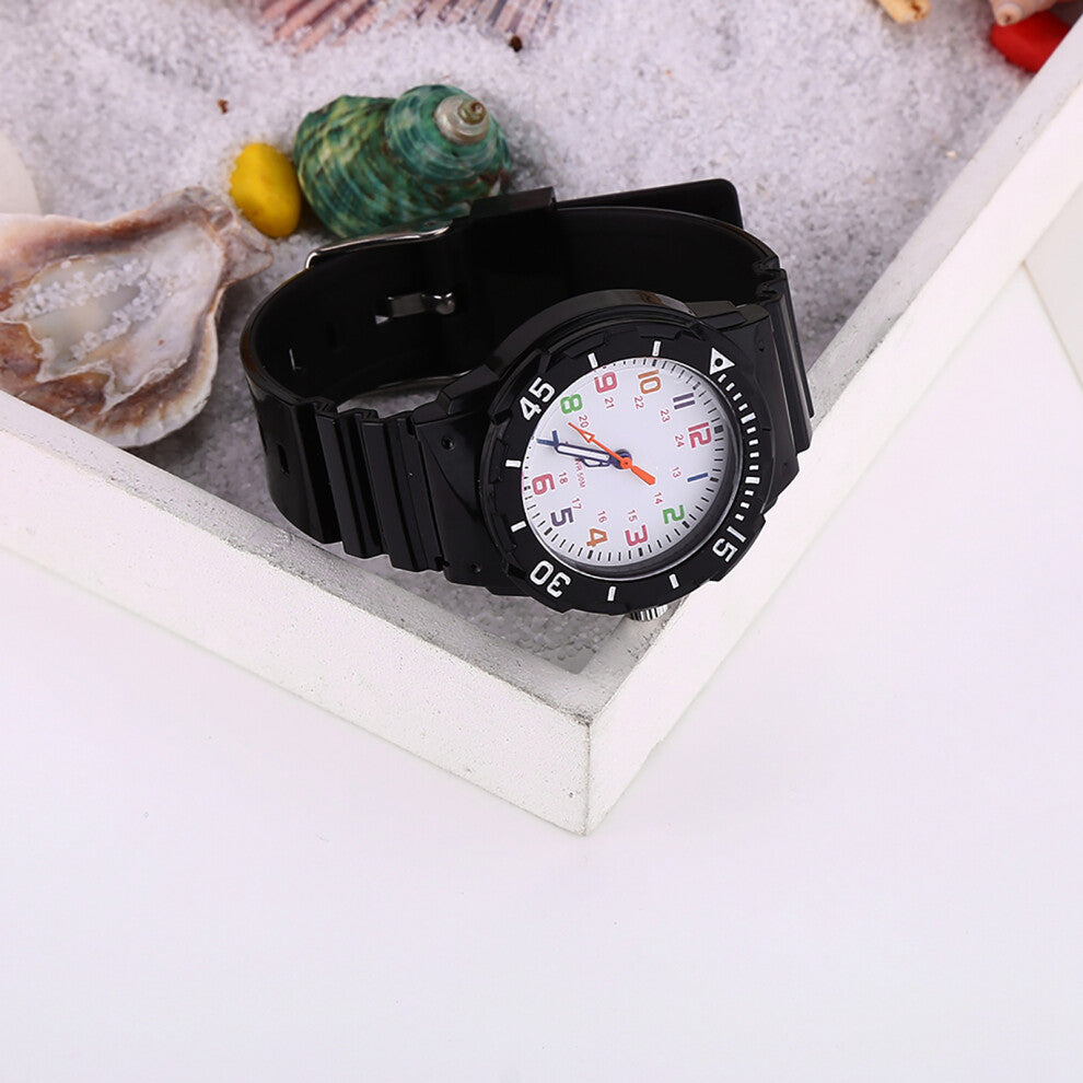 Boys Girls Sports Wristwatches Waterproof Children Quartz Analog Watches Black