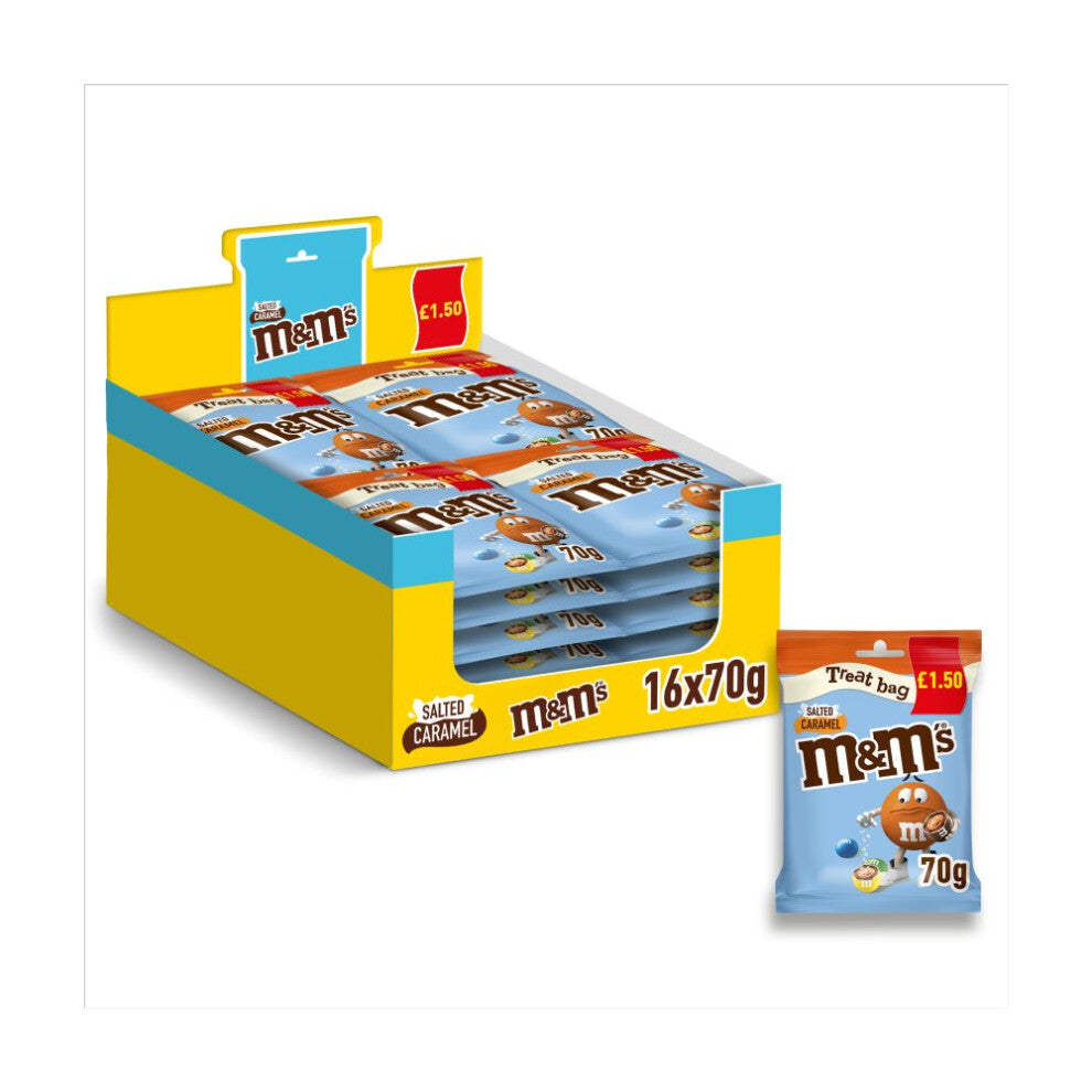 M&M's Salted Caramel Milk Chocolate Treat Bag 70g (Pack of 16)