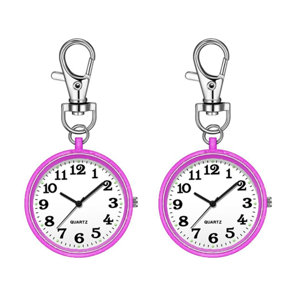 2pcs Nurses Watches for Women Quartz Pocket Watch with Key Buckle Hanging Digital Clip Doctors