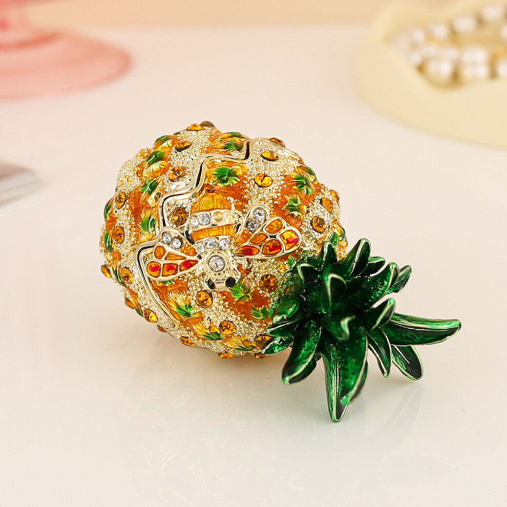 Hand Painted Figurine Enamel Trinket Box Crystal Hinged Collectibles Jewelry Box For Ring Earrings Storage