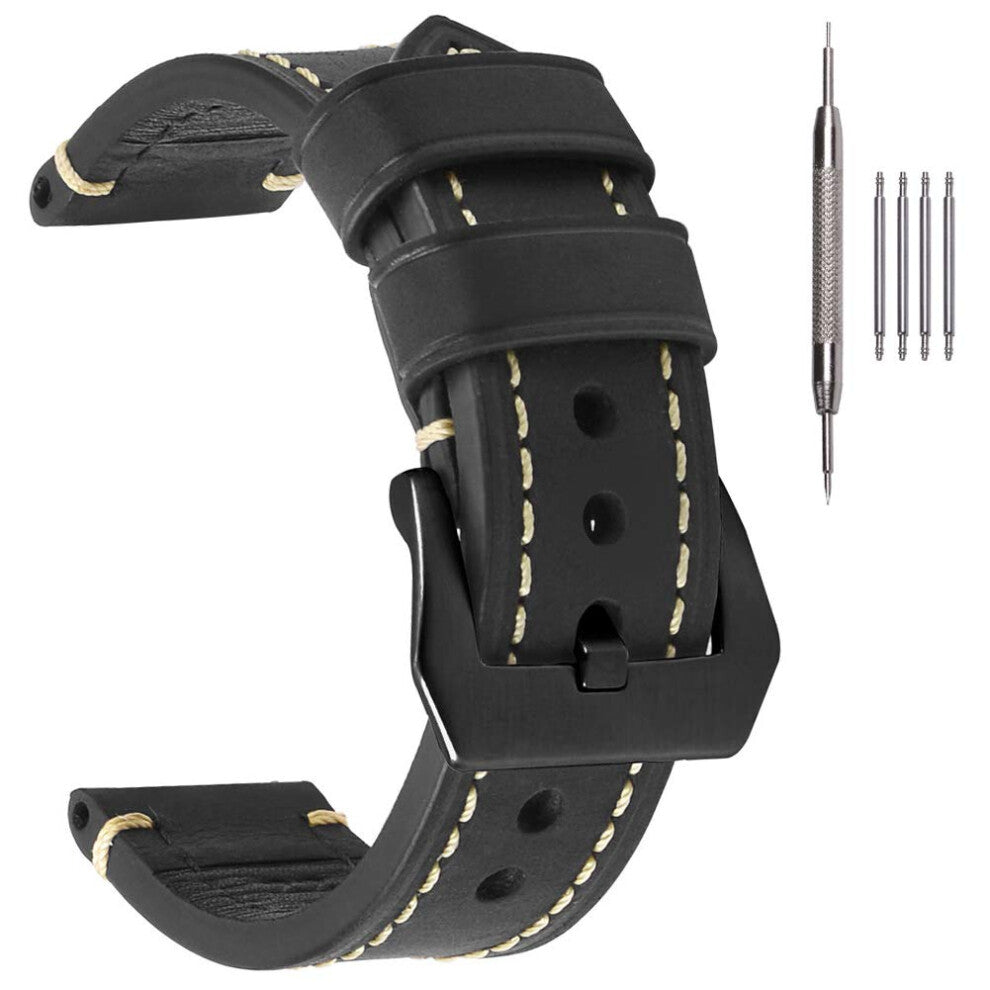 EACHE Leather Watch Bands for Men Vintage Crazy Horse Leather & Vegetable Tanned Leather & Oil Waxed Thick Leather Watch Bands 20mm 22mm 24mm 26m