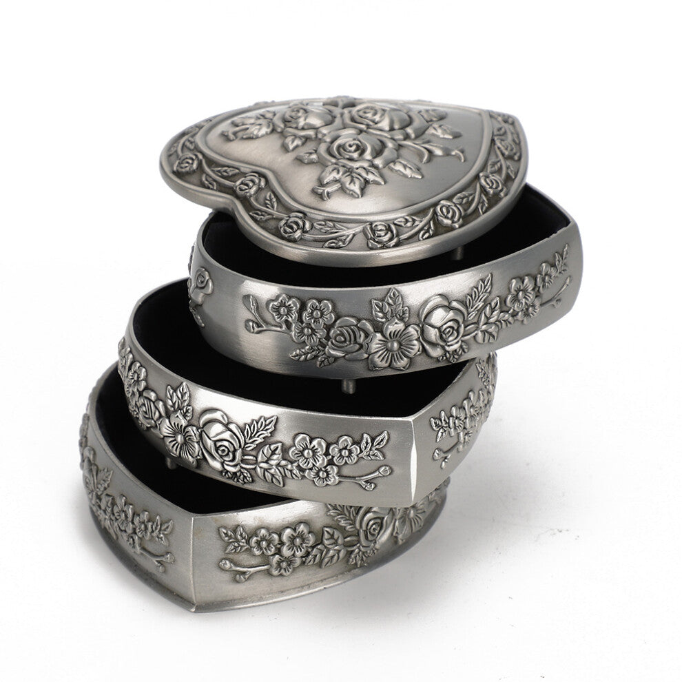 Household European Style Retro Decorative Heart shaped Jewelry Box Jewelry Container(3 Layers)