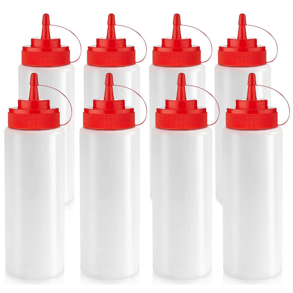 Norcalway Condiment Squeeze Bottles for Liquids - 8 OZ 8 Pack Squeeze Bottle | BPA Free Plastic Condiment Bottles for Syrup  Ketchup  Sauces  Dre