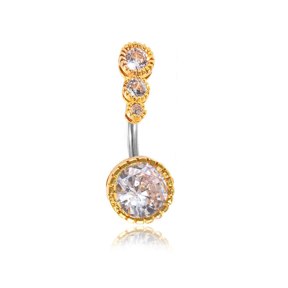 (StyleB) Heart Crystal Navel Bar Belly Button Ring 316l Surgical Steel Body Cz Jewellery