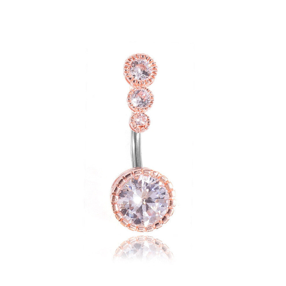 (StyleC) Heart Crystal Navel Bar Belly Button Ring 316l Surgical Steel Body Cz Jewellery