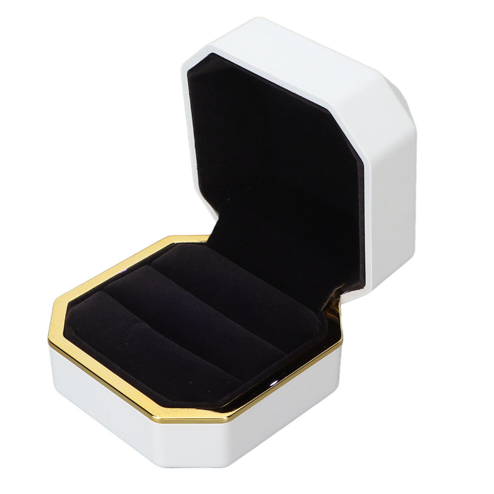 Ring Display Box Flocking Inner Elegant Jewelry Protective Storage Gift Box with Light for Engagement WeddingWhite