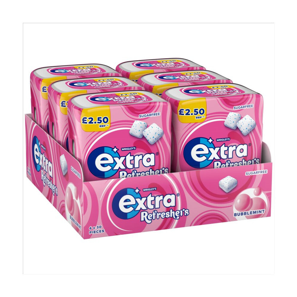 Extra Refreshers Bubblemint Sugarfree Chewing Gum 67g (Pack of 6)