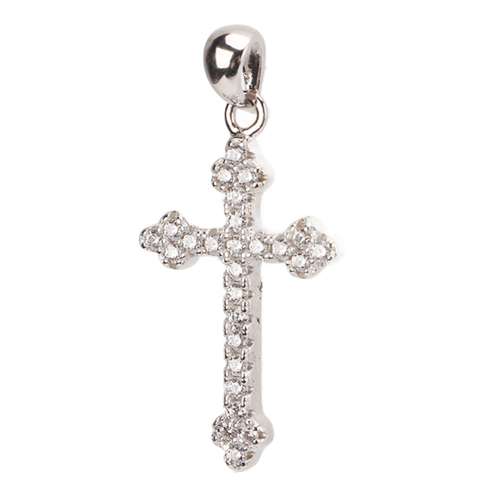 Crucifix Pendant S925 Silver Glitter Cubic Zirconia Jesus Cross Pendant Accessories Gift