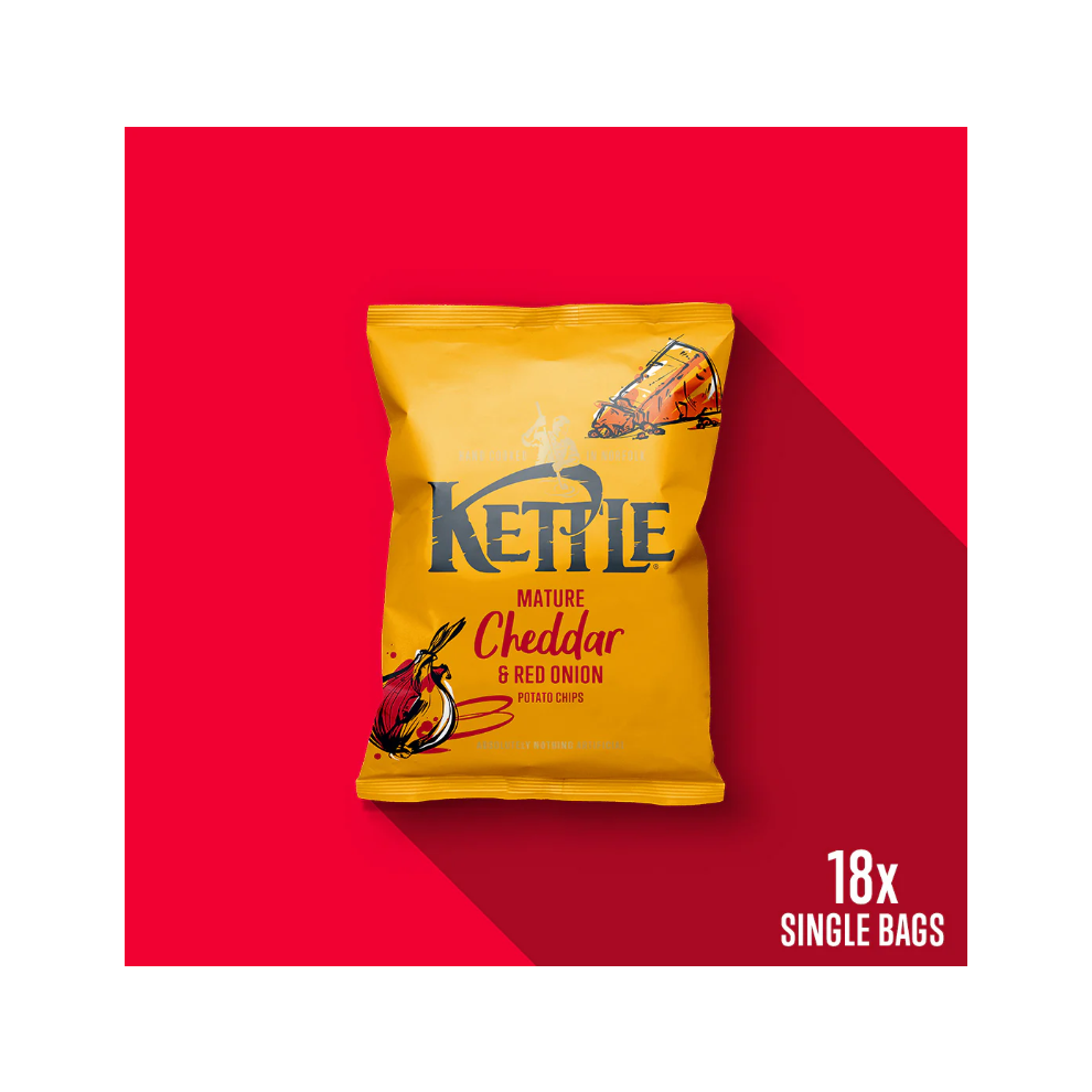 KETTLE® Chips Mature Cheddar & Red Onion 40g Pack of 18