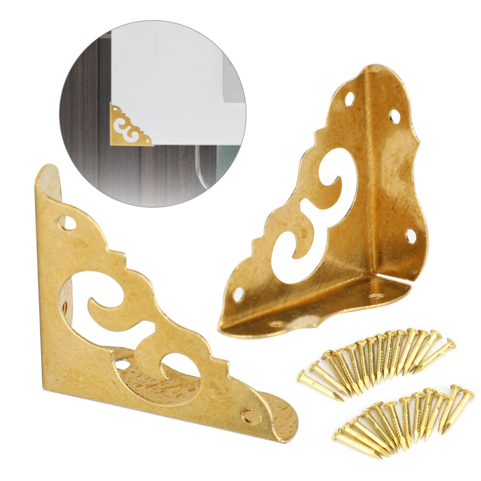 6Pcs Retro Decorative Corner Cover Brass Jewelry Gift Box Guard Furniture Hardware Accessories