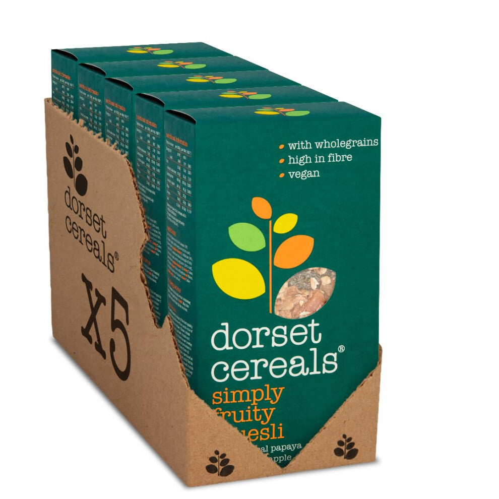 Dorset Cereals Simply Fruity Muesli | Healthy Breakfast Cereal | Vegan | High Fibre | 5 PACKS of 630 g
