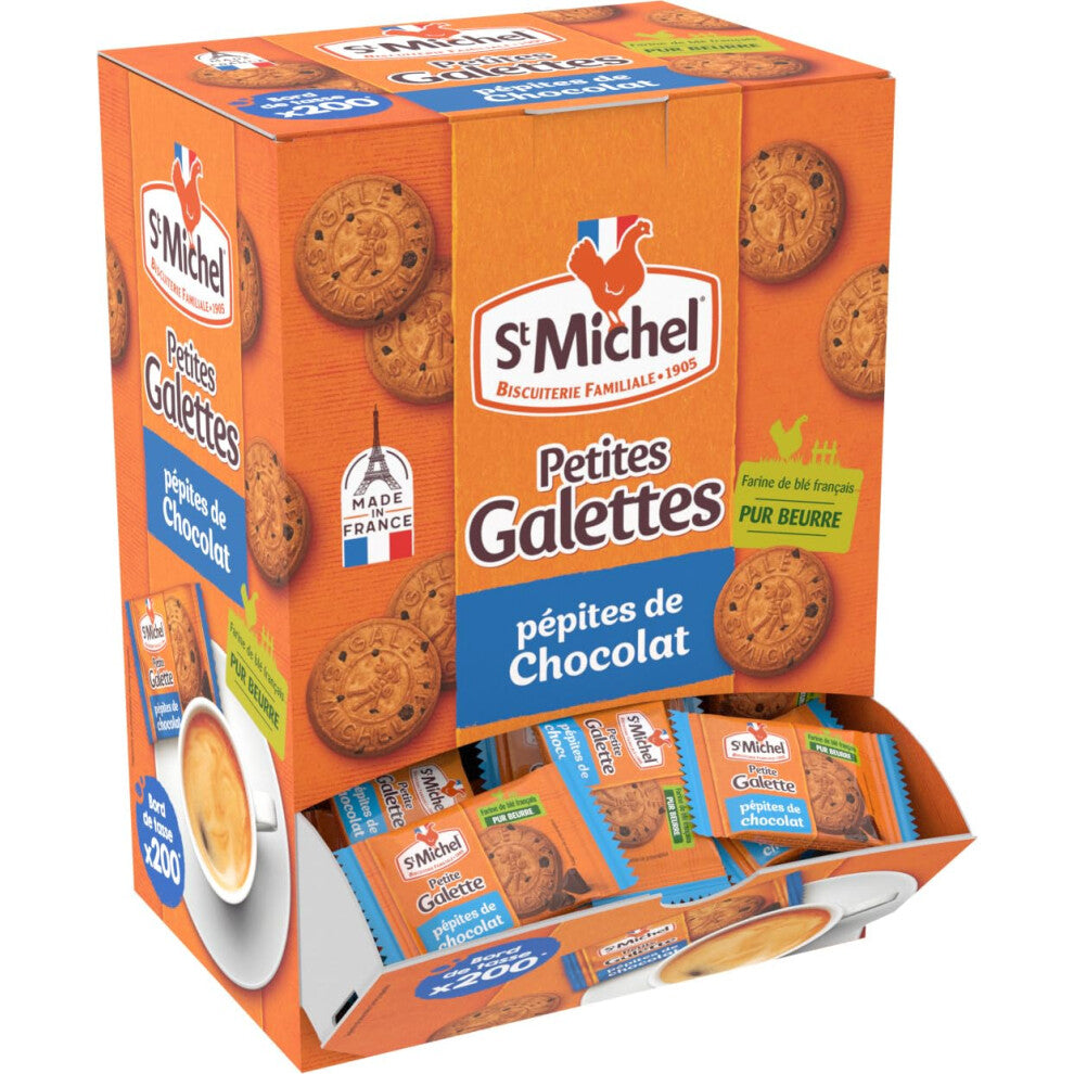 St-Michel - Small Pure-Butter & Chocolate Chips French Galettes - Coffee Side, Individually Wrapped - Petites Galettes tout au Beurre & aux P?pites de