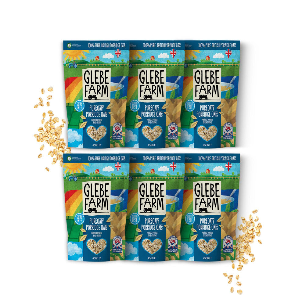 Glebe Farm Porridge Oats 6pk, Healthy Wholegrain Gluten Free Oats For Slow Release Energy, 100% British Oats, All-Natural & High In Fibre, Delicious