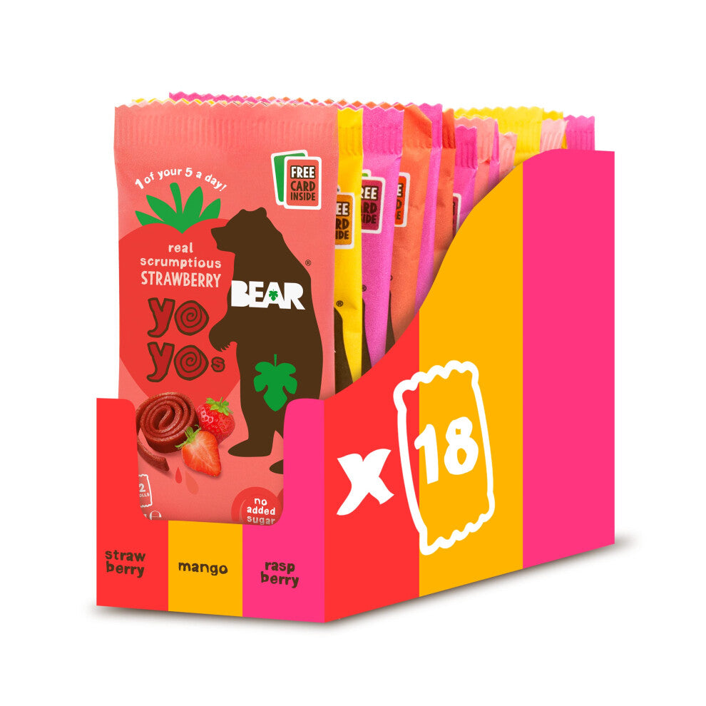BEAR Variety Pack Yoyos - Dried Fruit Rolls - Healthy - Vegan - 20g -18 packs