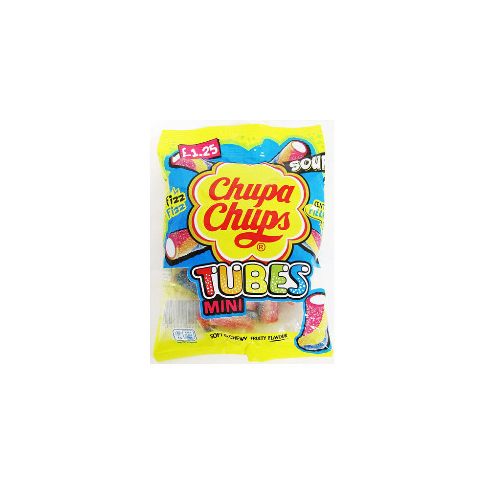 Chupa Chups Soft & Chewy Fruity Flavour Mini Tubes 120g (Pack of 12)