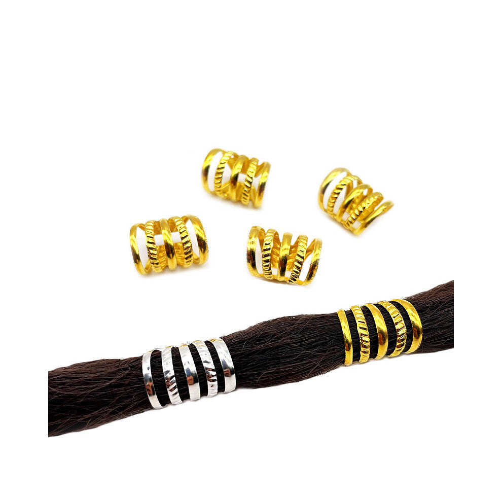 100 Pieces Aluminum Locks Adjustable Metal Cuffs Beads Braiding Hair Decorations (Gold)