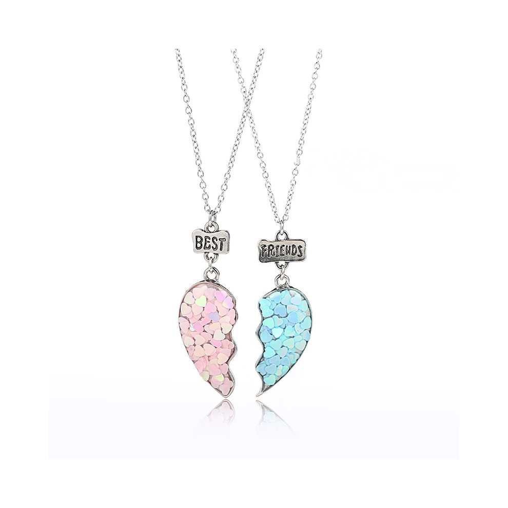 2 Pcs Heart Friendship Best Friend Pendant Necklace Alloy Pendant Friendship Jewellery for Girls Women Graduation Birthday