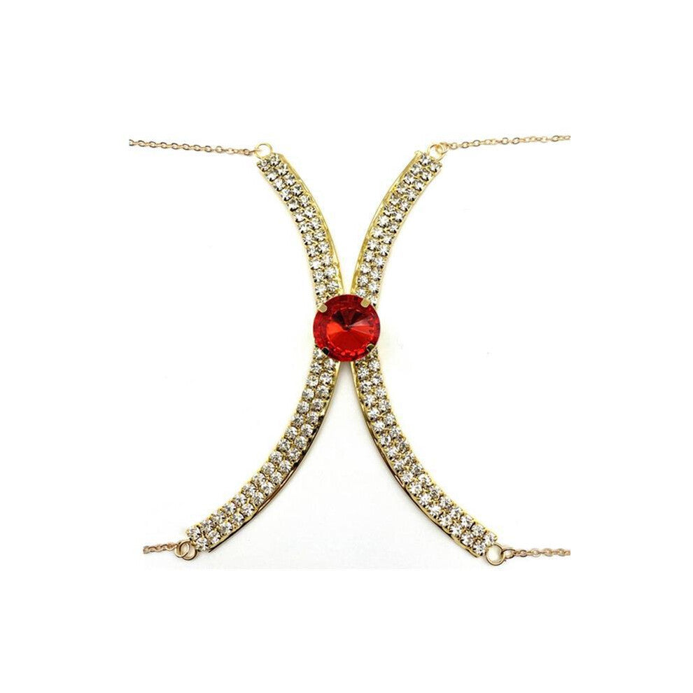 Women's Rhinestone Encrusted Chest Chain Bikini Lingerie Body Jewelry