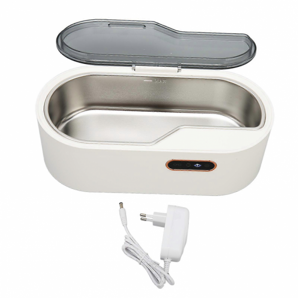 Ultrasound Jewelry Cleaner 450ml Portable Ultrasound Cleaning Machine Compatible with Glasses Watch Makeup Brush 100?240V White EU Plug