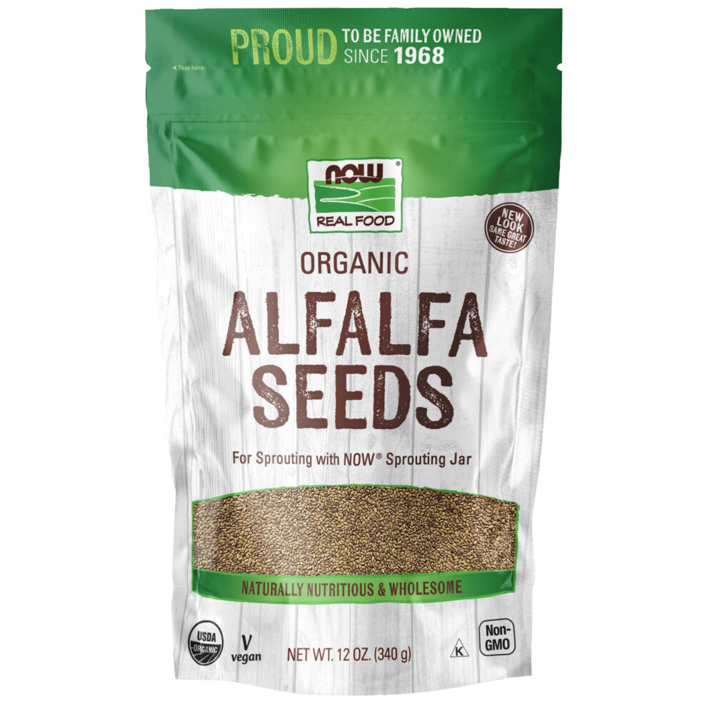 NOW Foods  Organic Alfalfa Seeds For Sprouting  Grown in the USA  Certified Non-GMO  12-Ounce (Packaging May Vary)