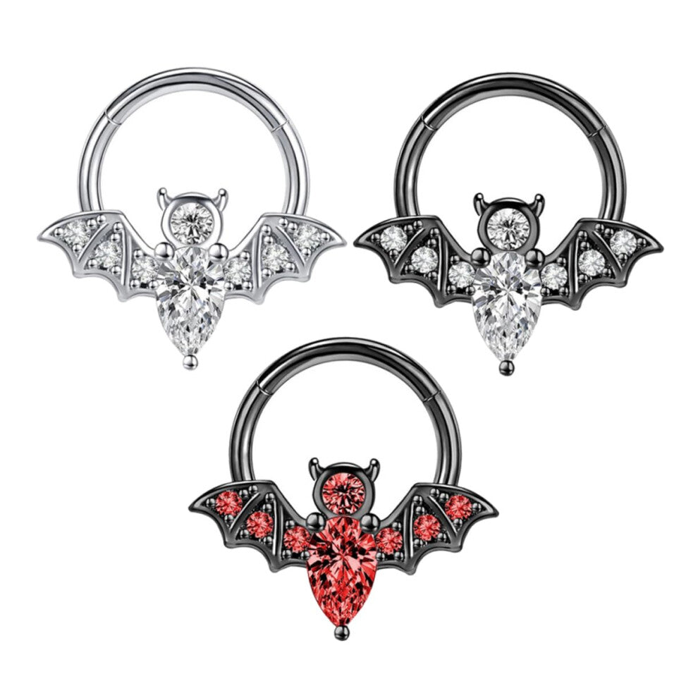 Stunning Nose Rings Hoops 3pcs Bat Cartilage Nose Jewelry Women's Stainless Steel Nose Ring Set