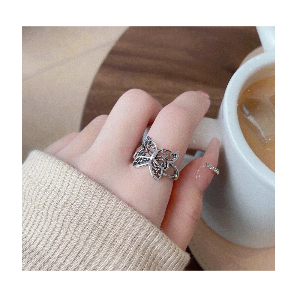 Retro Butterfly Adjustable Ring 925 Silver Womens Jewellery Gift New