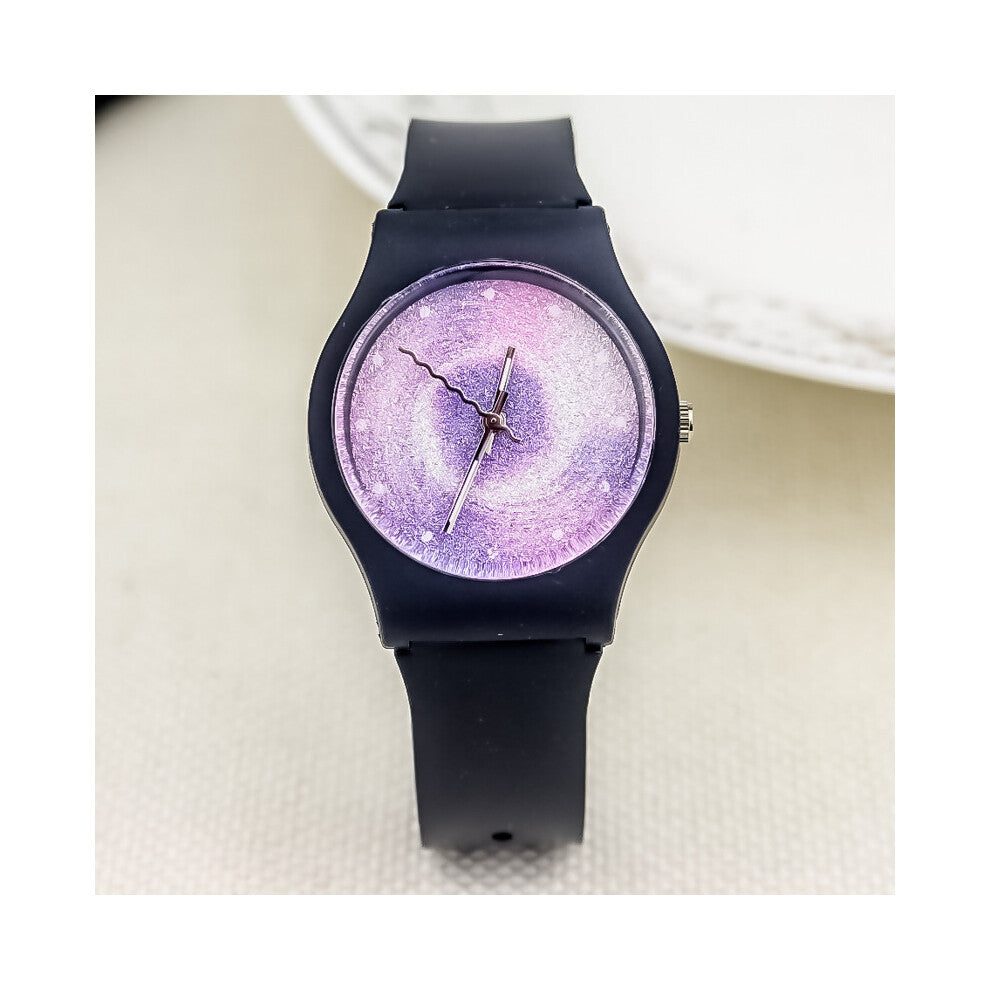 (Black starry sky) Fashionable men's and women's glitter starry sky watches, Instagram casual primary and secondary school students' jelly quartz tren